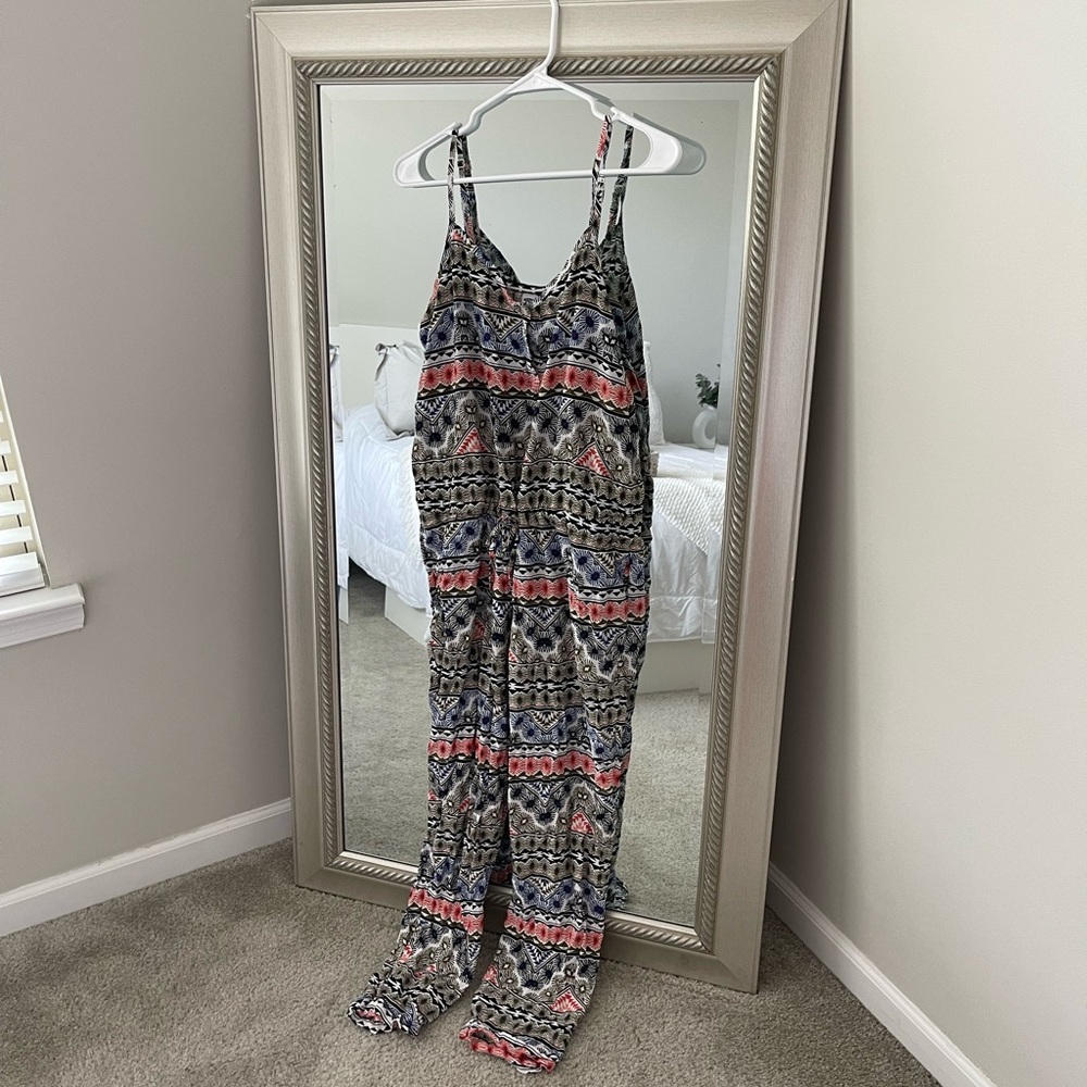 Old Navy Multicolor Printed Jumpsuit - Navy, Coral, Beige